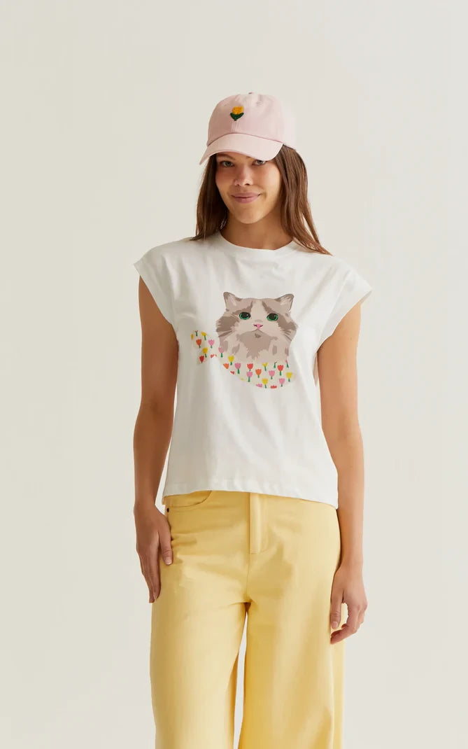 Compania Fantastica - White T-shirt With Cat