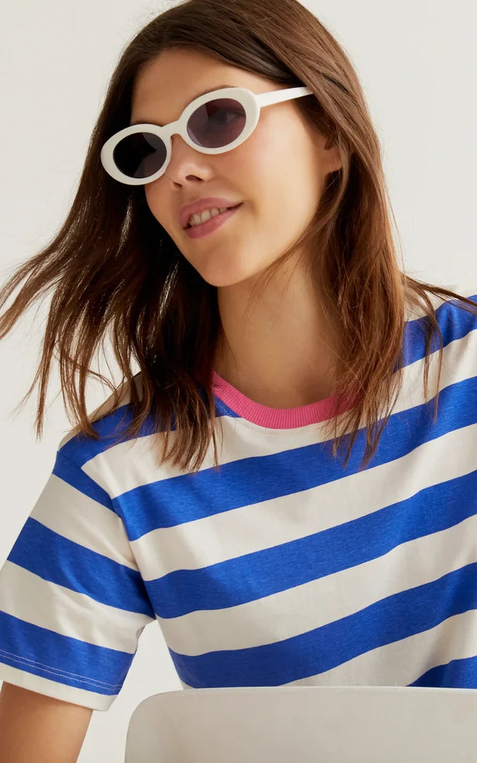 Compania Fantastica - T-shirt With Blue And White Striped Print