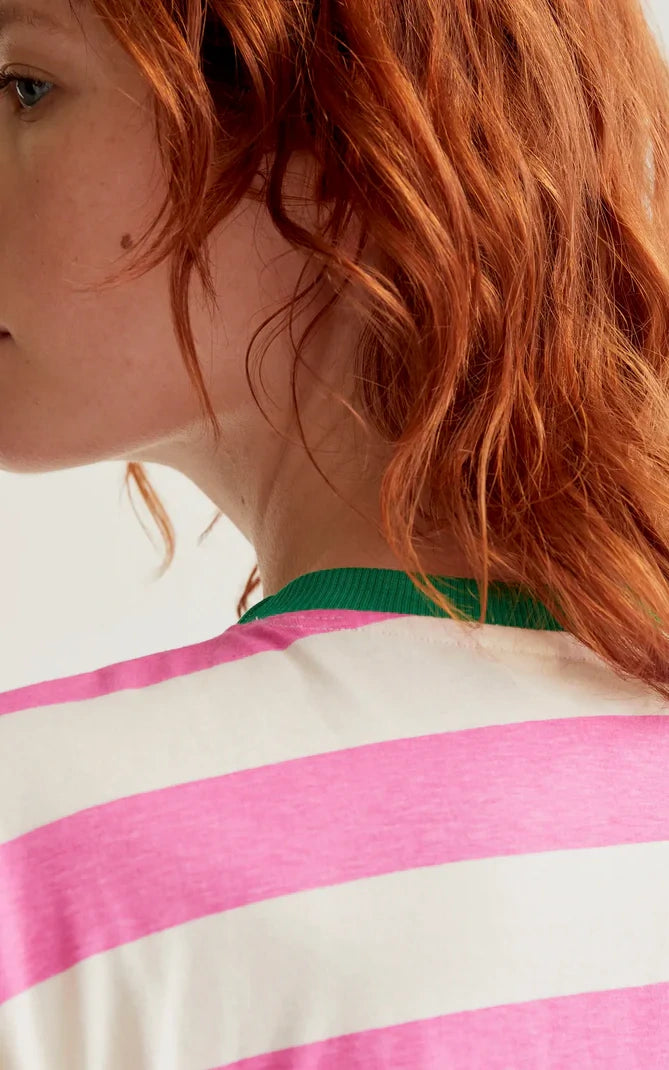 Compania Fantastica - T-shirt With Pink And White Striped Print