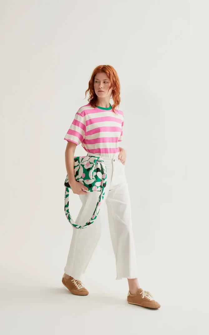Compania Fantastica - T-shirt With Pink And White Striped Print