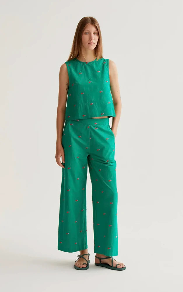 Compania Fantastica - Trousers With Green Cherries Print