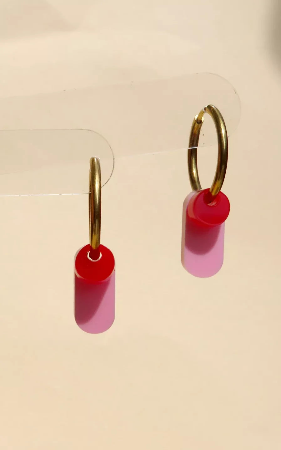 Dopamine Colors Hoop Earrings Pink Red