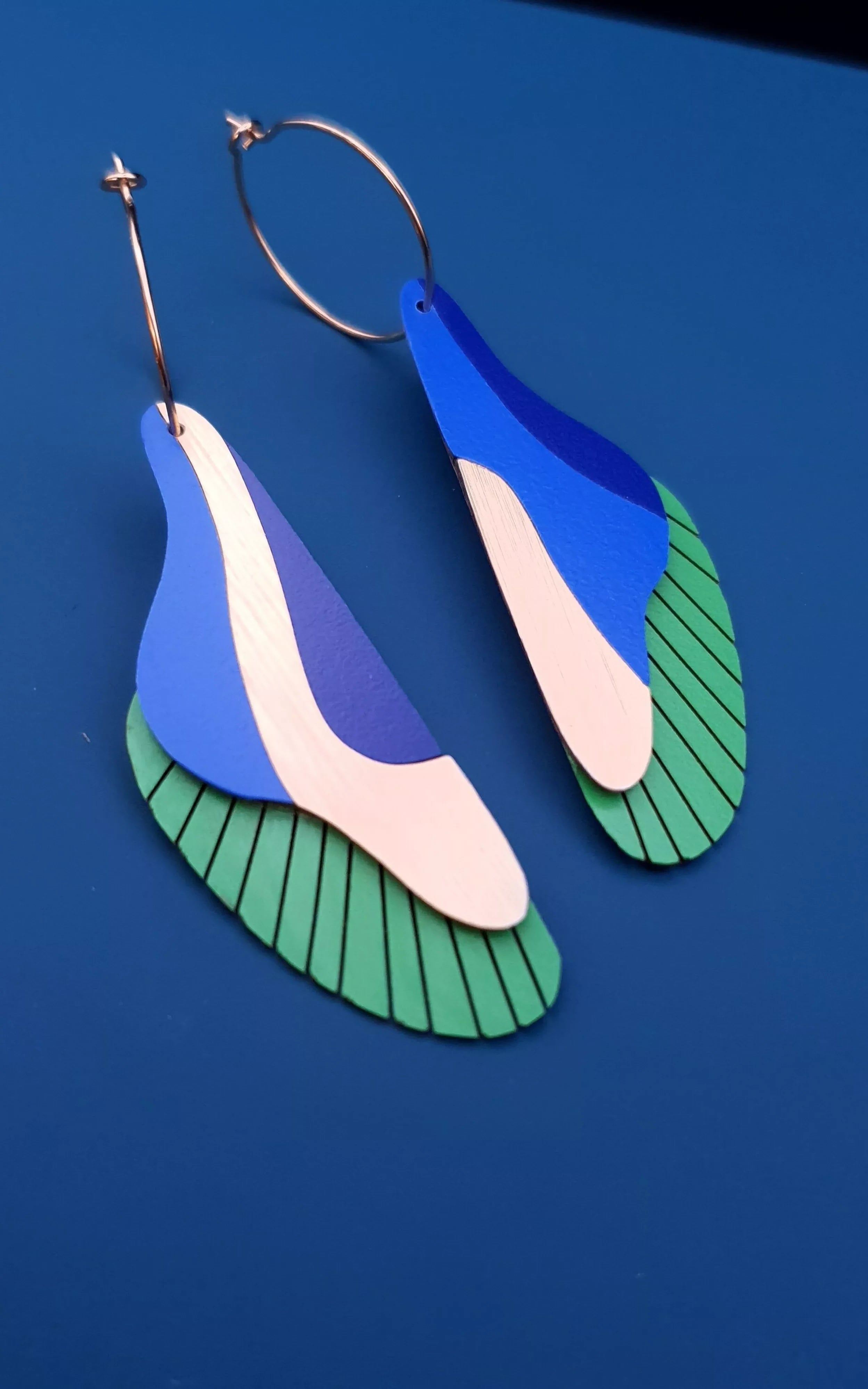 Shell Earrings Electric Blue Green