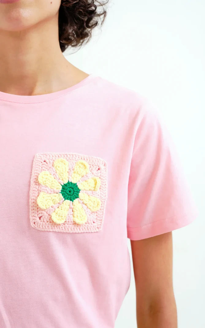 Compania Fantastica - T-shirt With Embroidered Sunflower