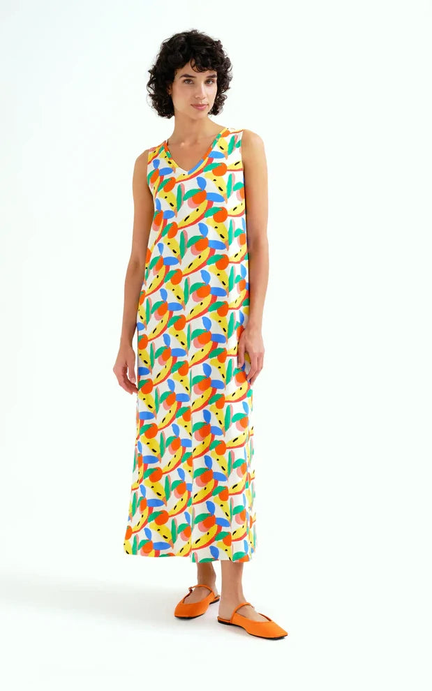 Compania Fantastica - Long Dress With Tutti Frutti Print Small
