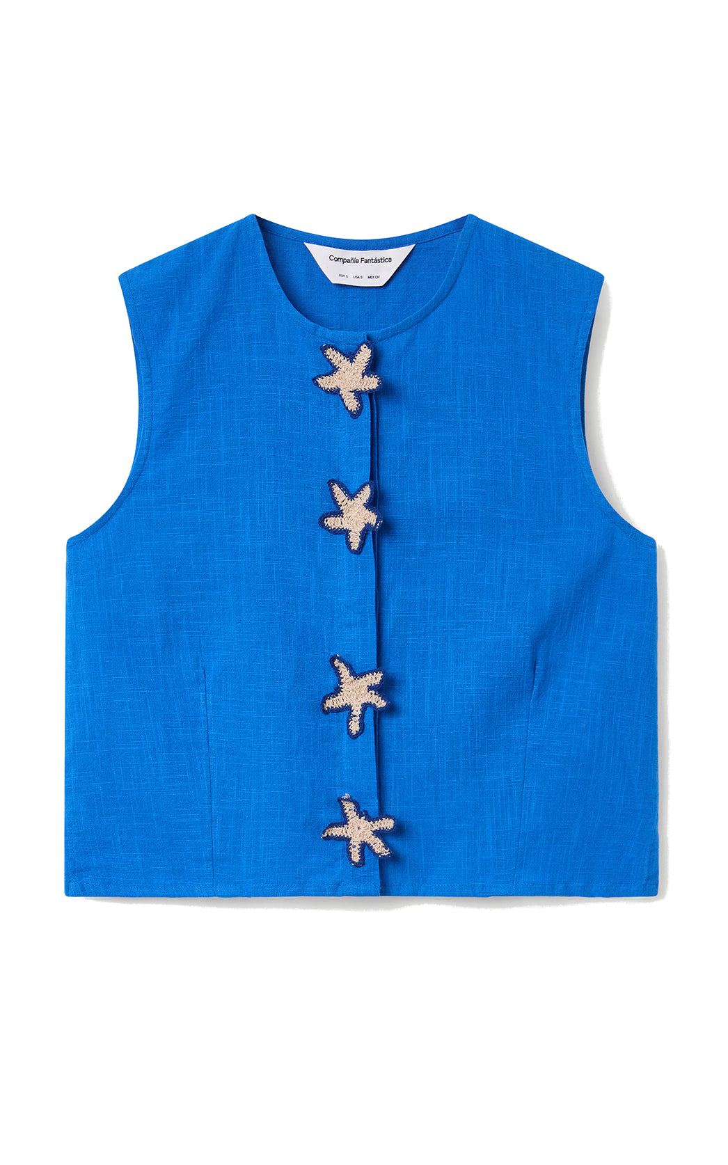 Compania Fantastica - Navy Blue Top With Star Appliqué