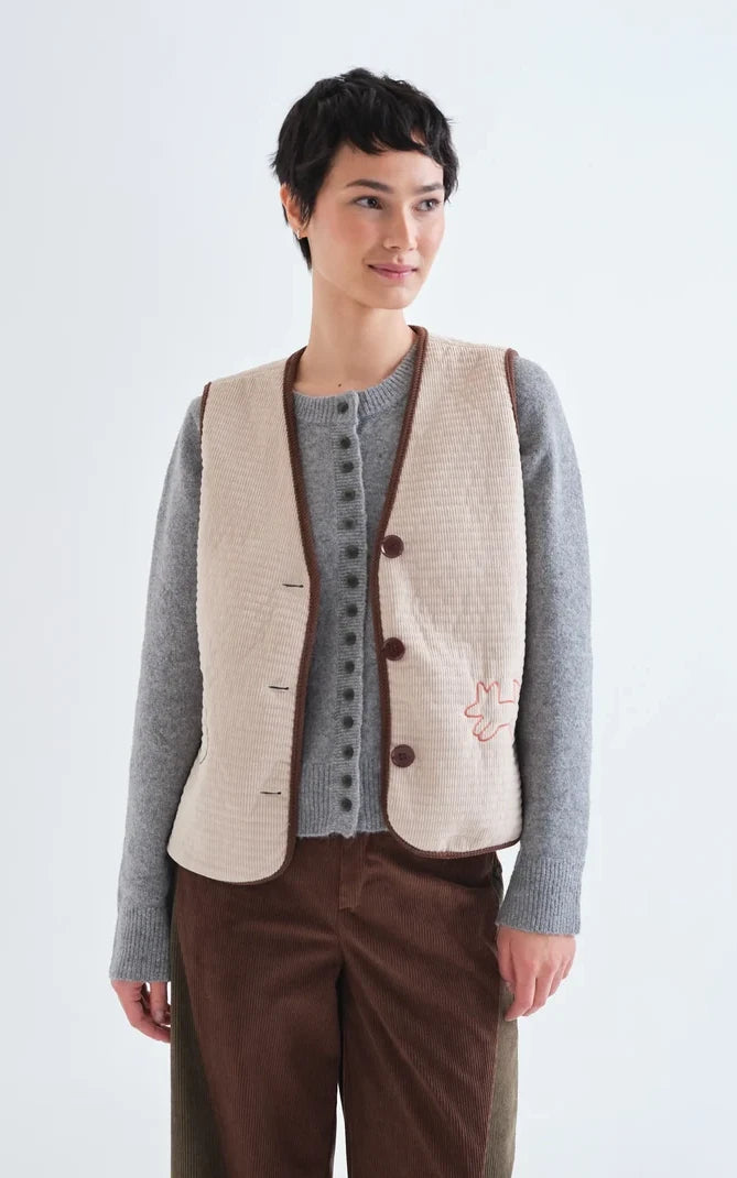 Compania Fantastica - Off White Corduroy Vest