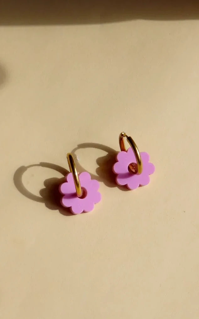 Forever Summer Flower Hoop Earrings Blackberry