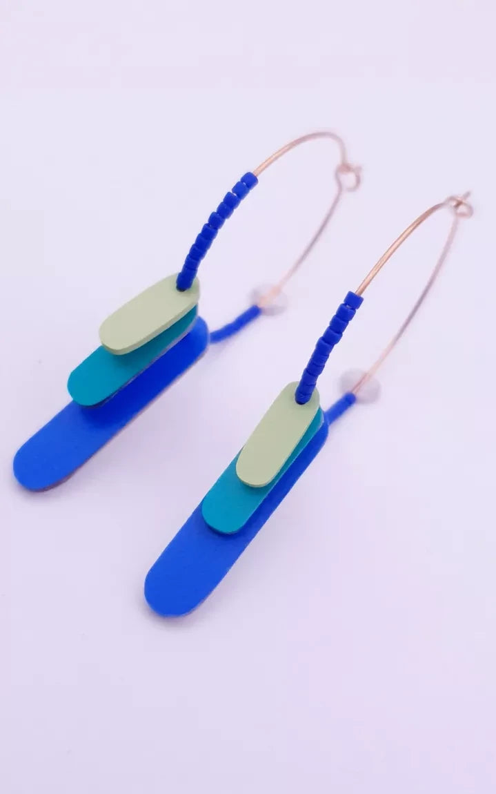 Margot Hoop Earrings Electric Blue Green