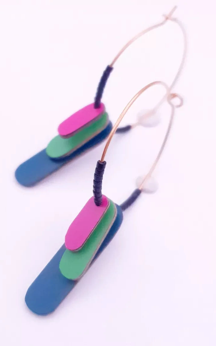 Margot Hoop Earrings Pink Green