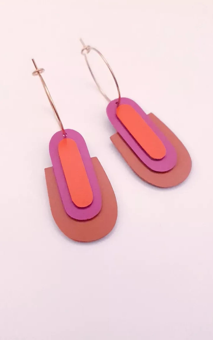 Margot Earrings Orange Fuschia Brown