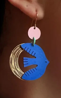 Birdy Hoop Earrings Cobalt