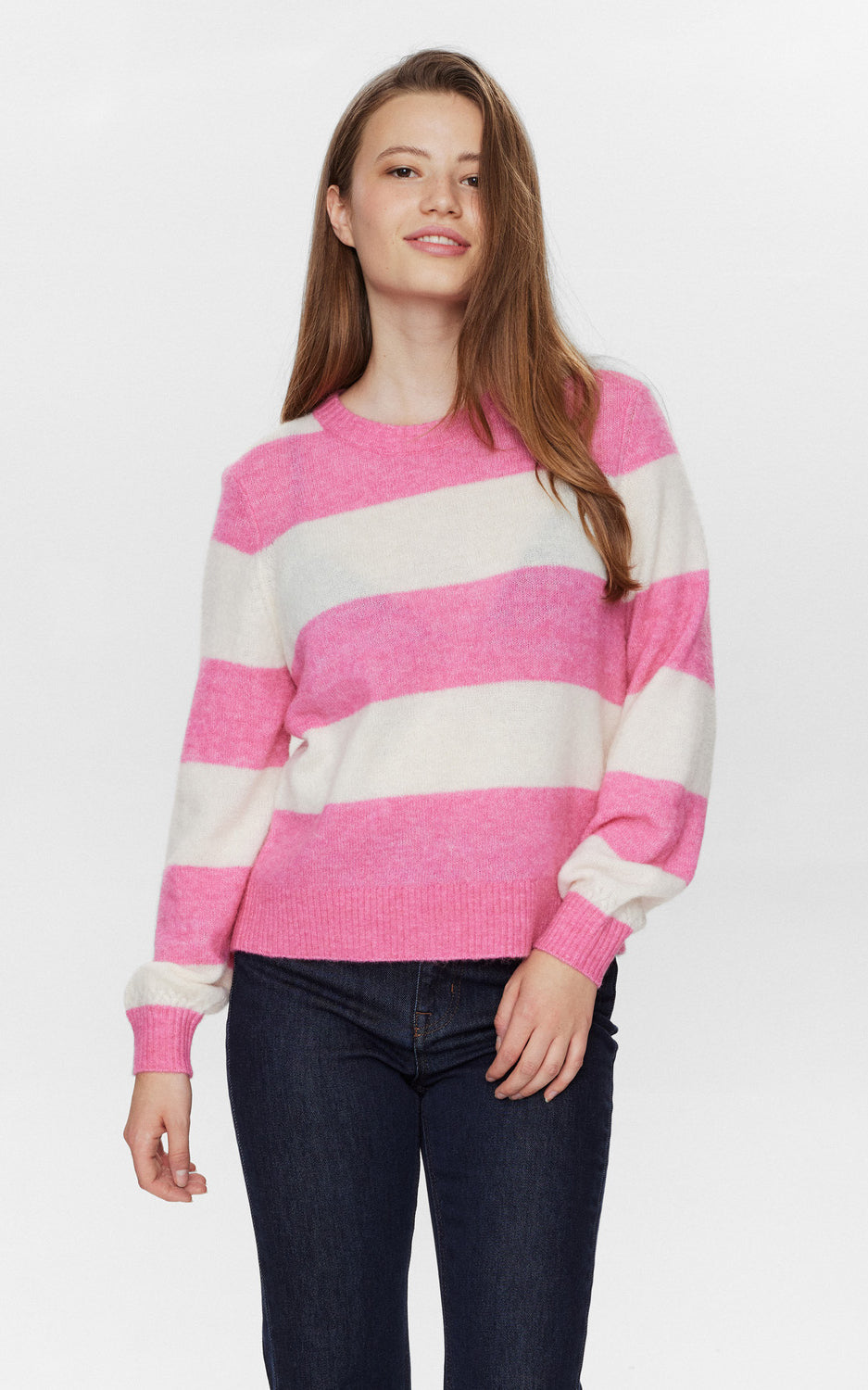 Nümph - Nuriette Big Stripe Pullover Pink Cosmos