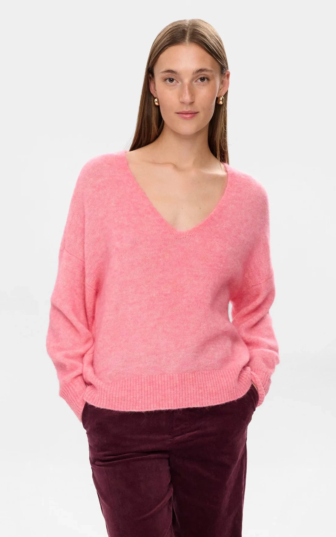 Nümph - Nuriette V-neck Pullover Pink Lemonade