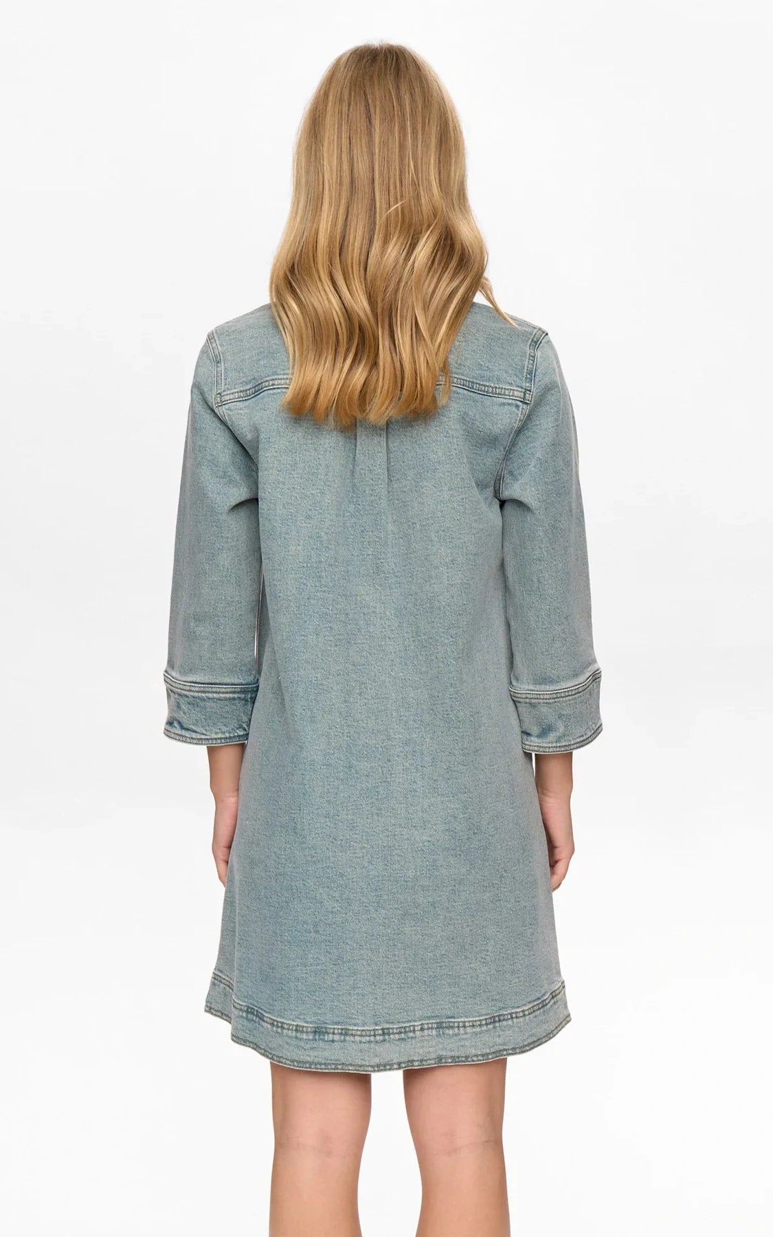 Nümph - Nukansas V-neck 3/4 Sleeve Dress Light Blue Vintage Denim