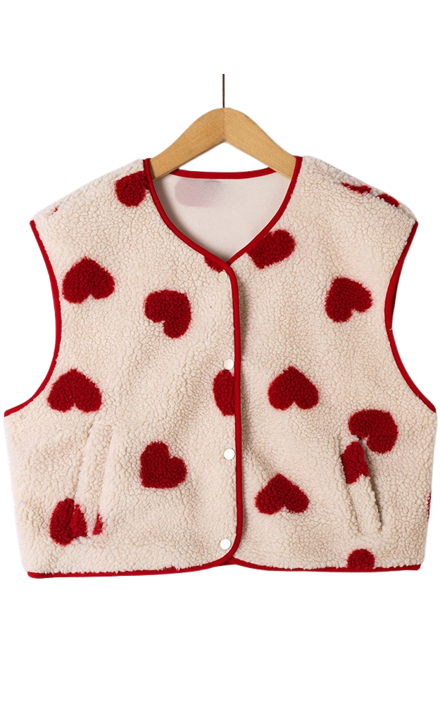 Kilky - Beige Hartjes Teddy Vest