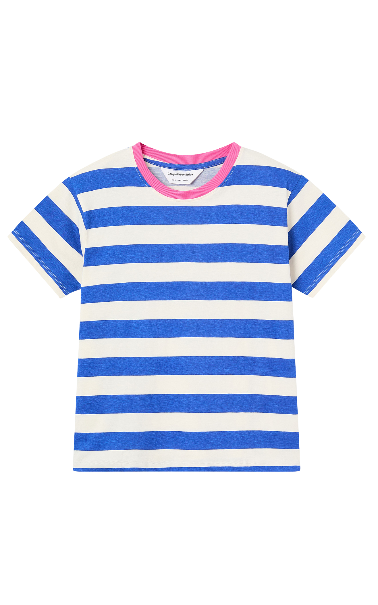Compania Fantastica - T-shirt With Blue And White Striped Print