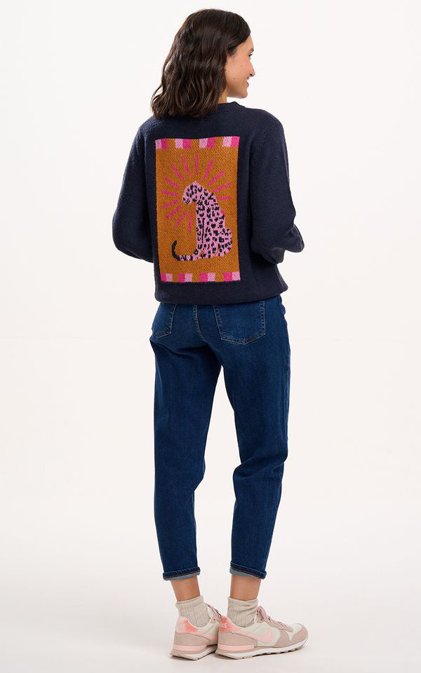 Sugarhill Brighton - Essie Jumper Navy Leopard Rays
