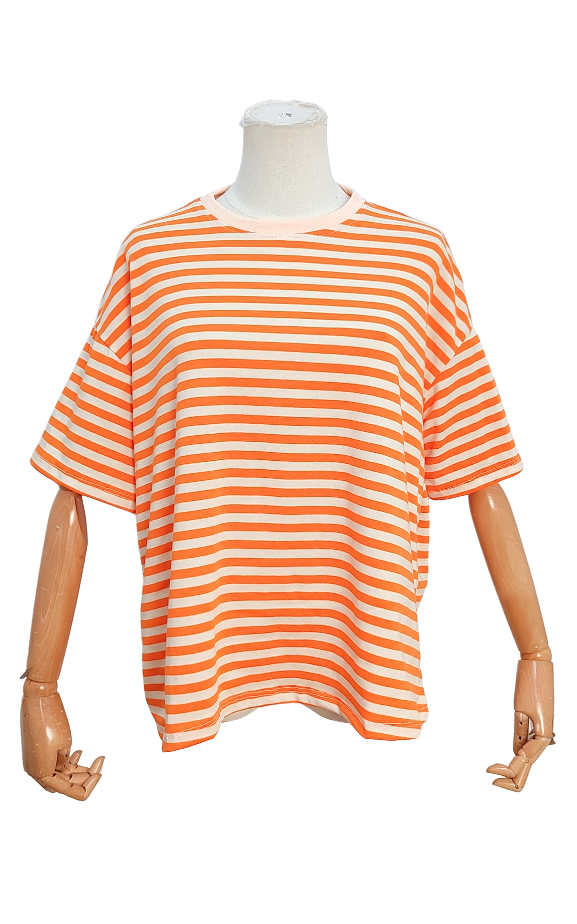 Orange & White T-shirt With Salmon Trim