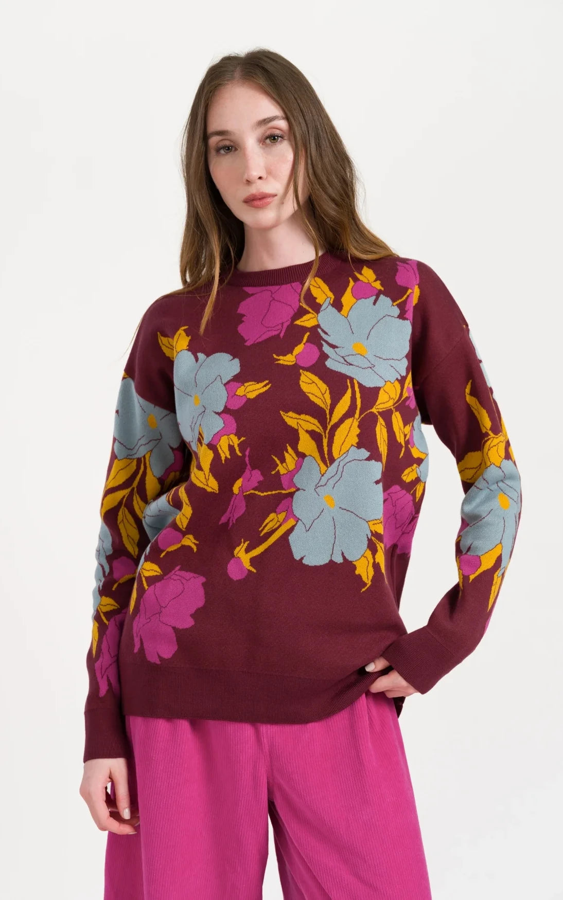Lalamour - Sweater Big Floral Knitwear Fig