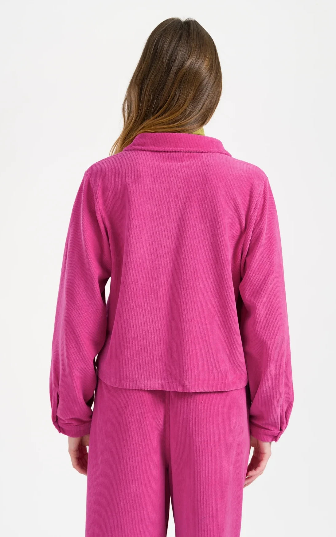 Lalamour - Abby Overshirt Rib Velour Fuchsia Red