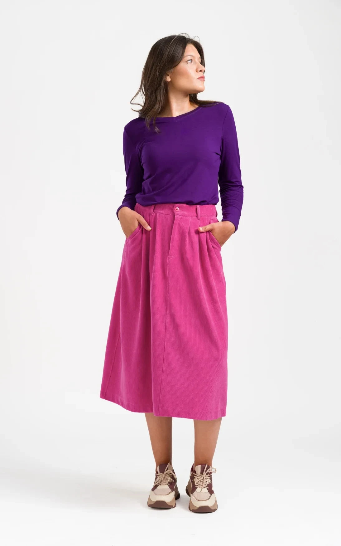 Lalamour - Isla Skirt Rib Velour Fuchsia Red