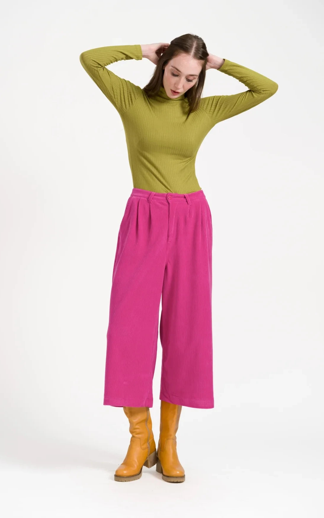 Lalamour - Lotus Trousers Rib Velour Fuchsia Red