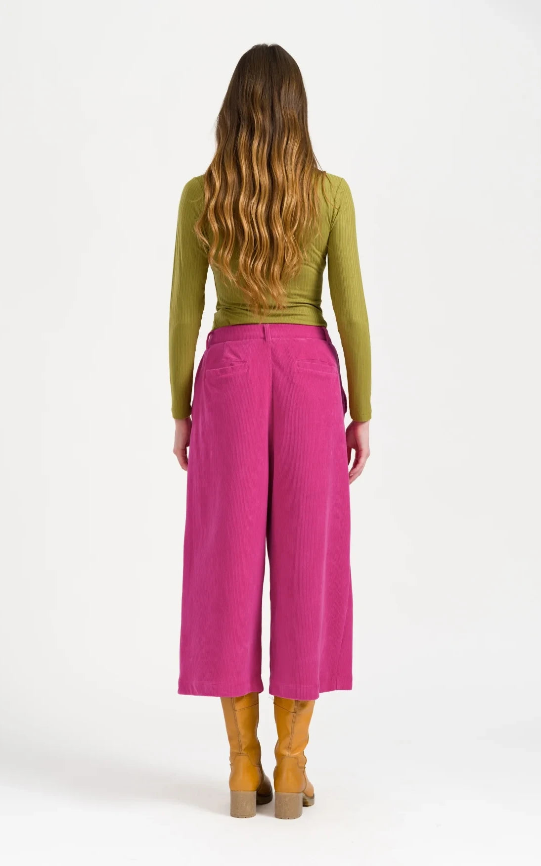 Lalamour - Lotus Trousers Rib Velour Fuchsia Red