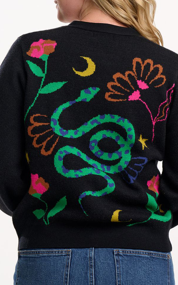 Sugarhill Brighton - Adrian Cardigan Black Snake Floral