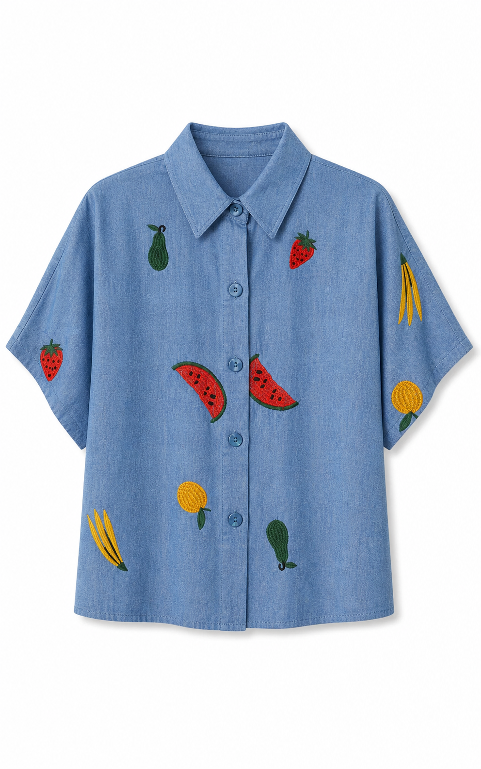 Pepaloves - Denim Shirt With Embroidery