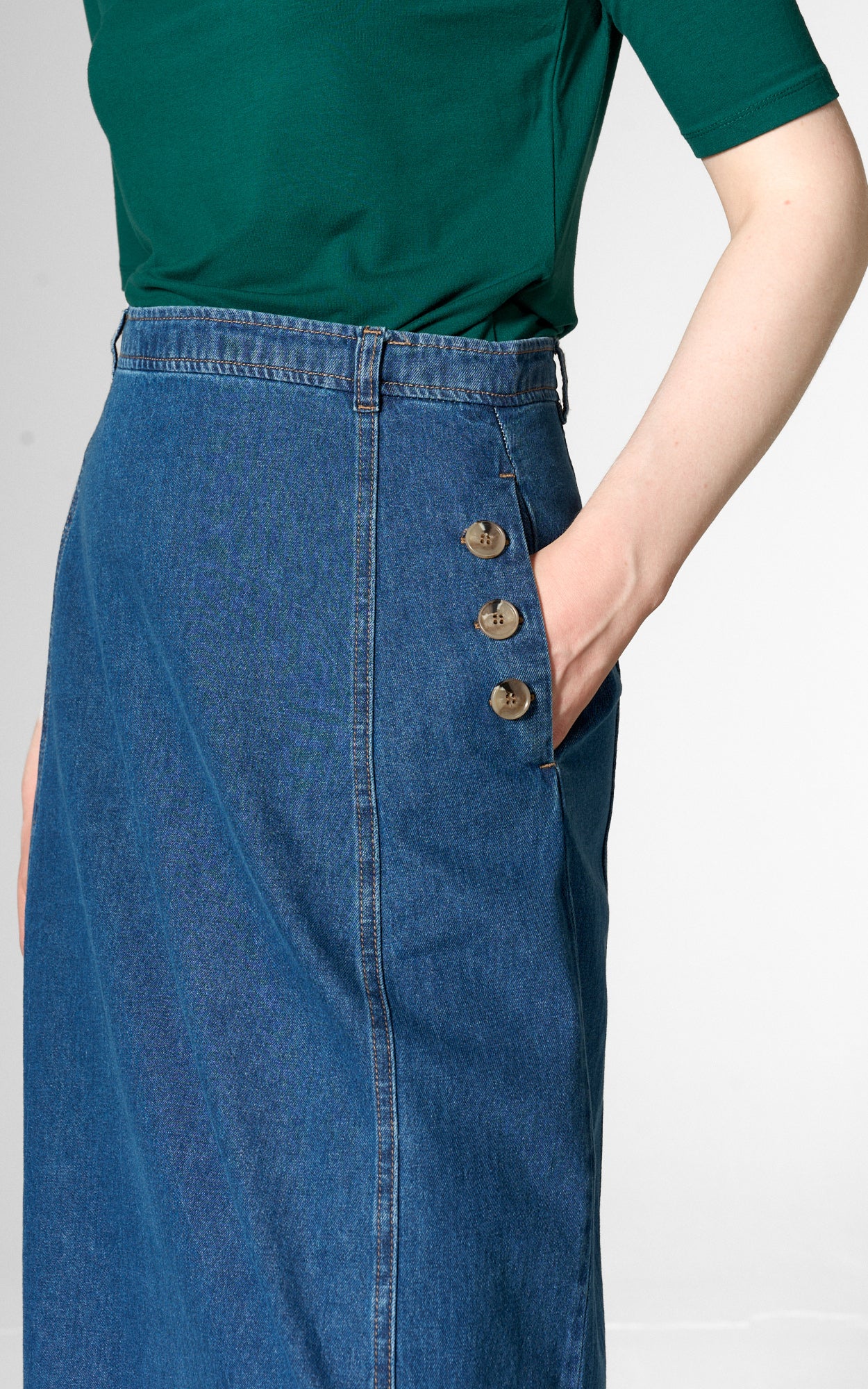 Mademoiselle YéYé - Coffee Flirt Skirt Indigo Blue