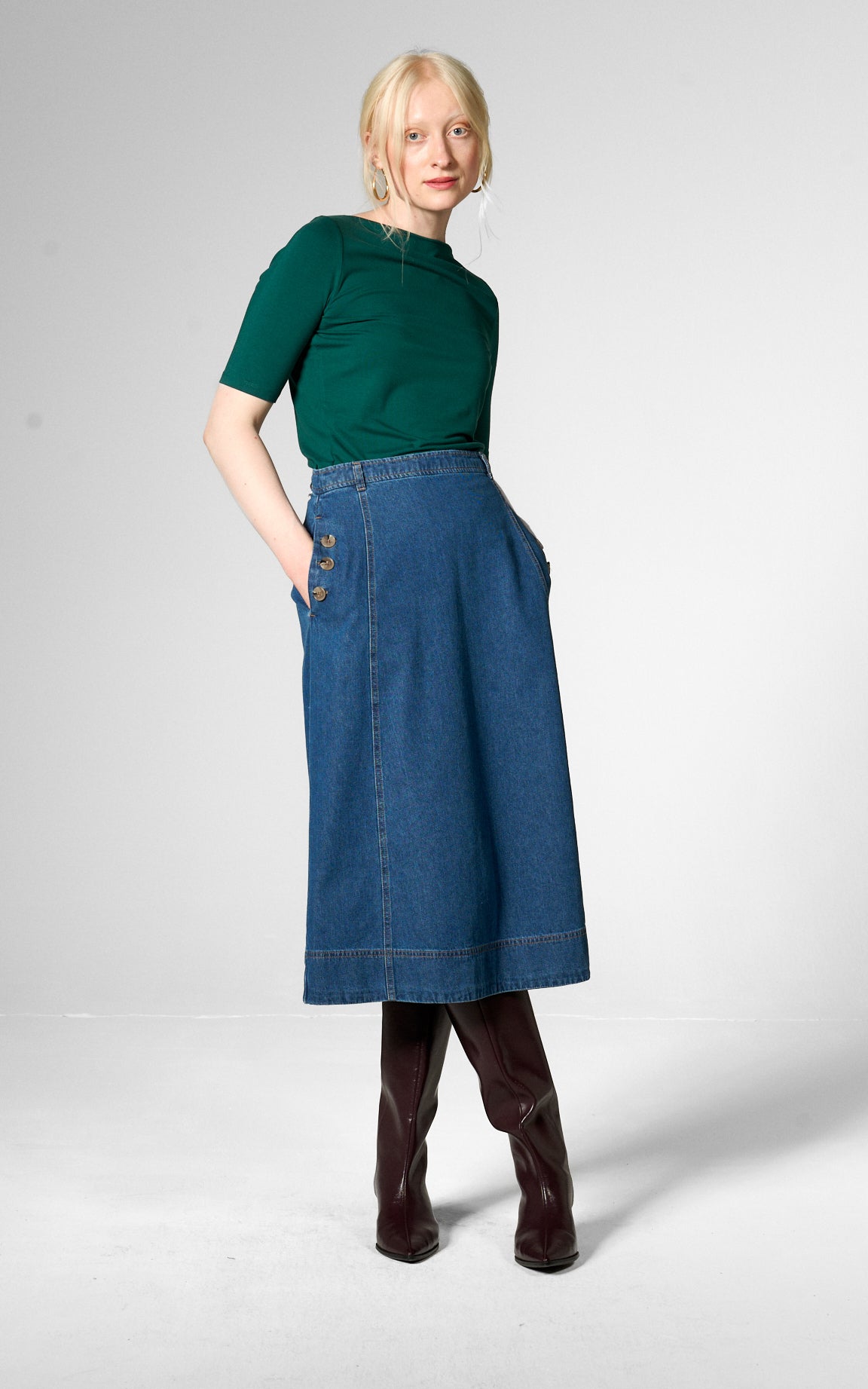 Mademoiselle YéYé - Coffee Flirt Skirt Indigo Blue