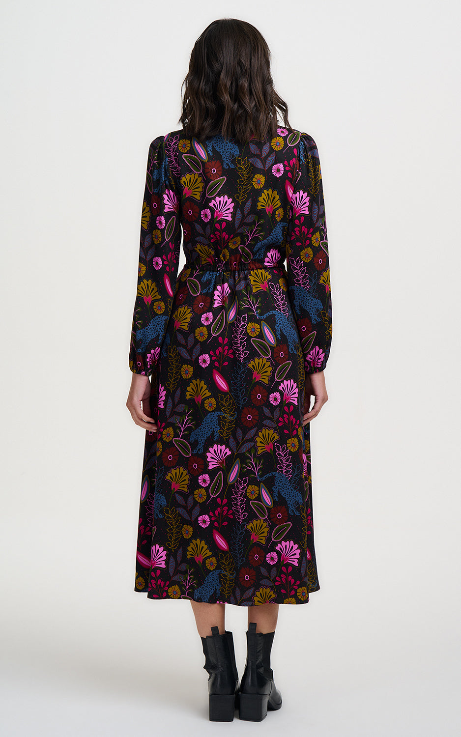 Sugarhill Brighton - Dottie Maxi Shirt Dress Black Jungle Panther