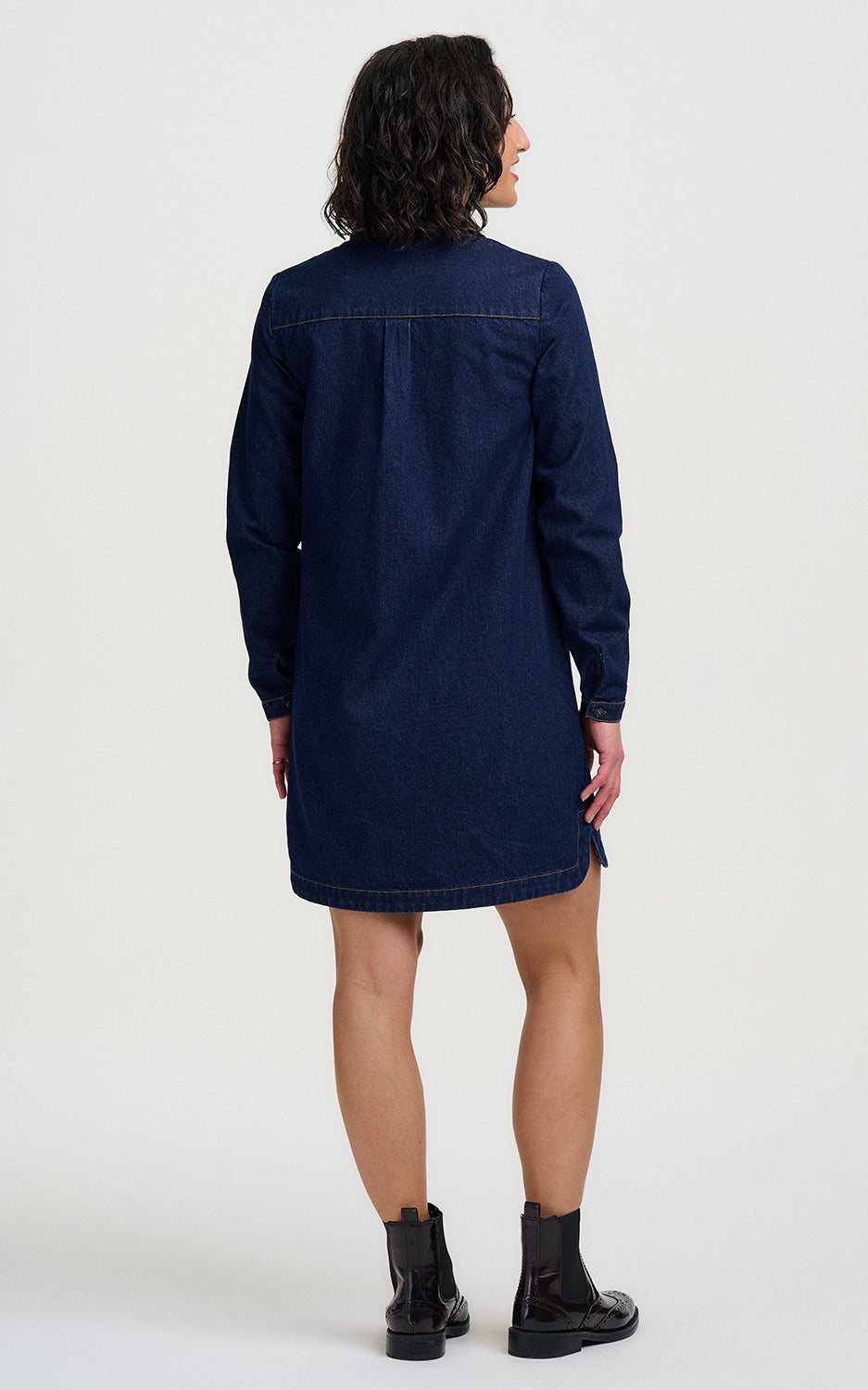 Sugarhill Brighton - Ilsa Mini Denim Shirt Dress Indigo Denim Leopard Collar