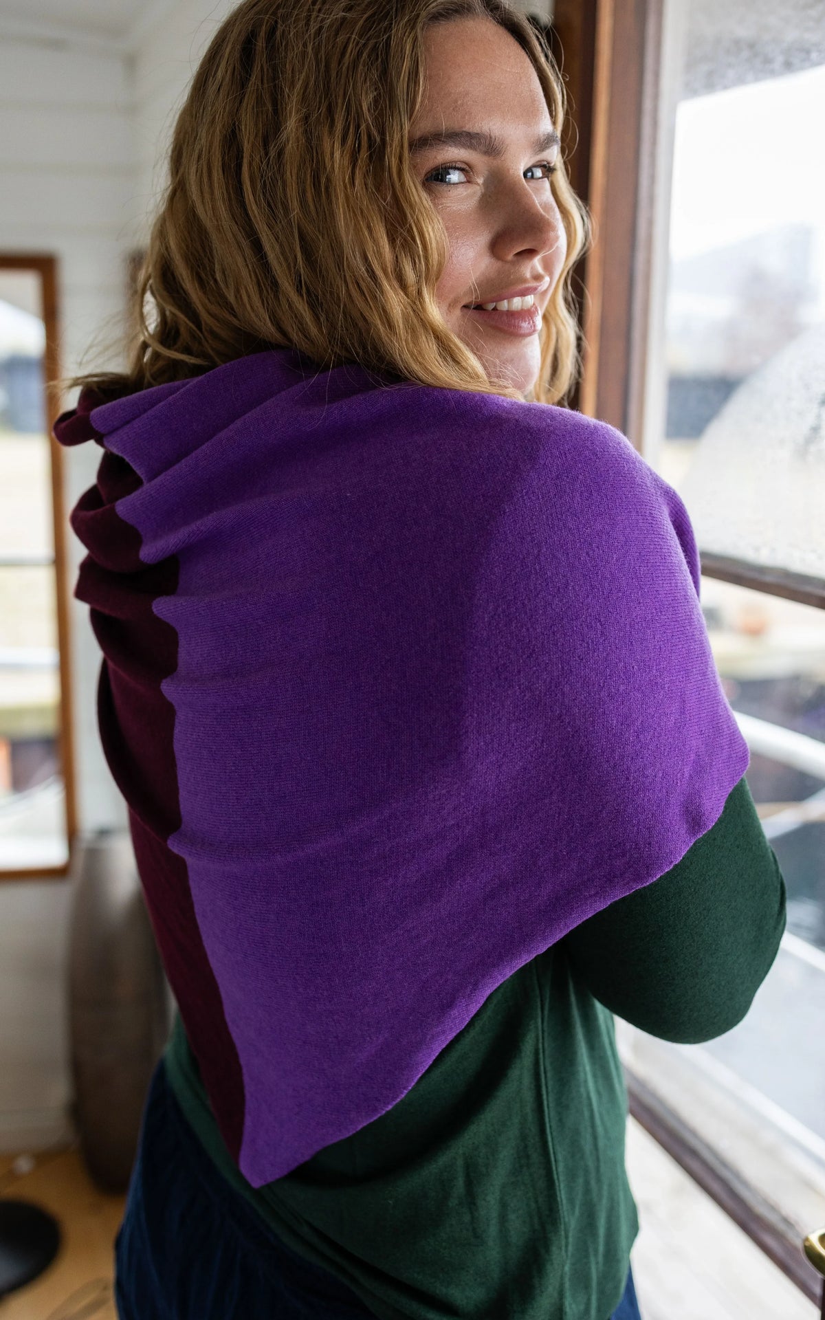 Danefireplace Merino Wool Shawl Dark Wine Purple