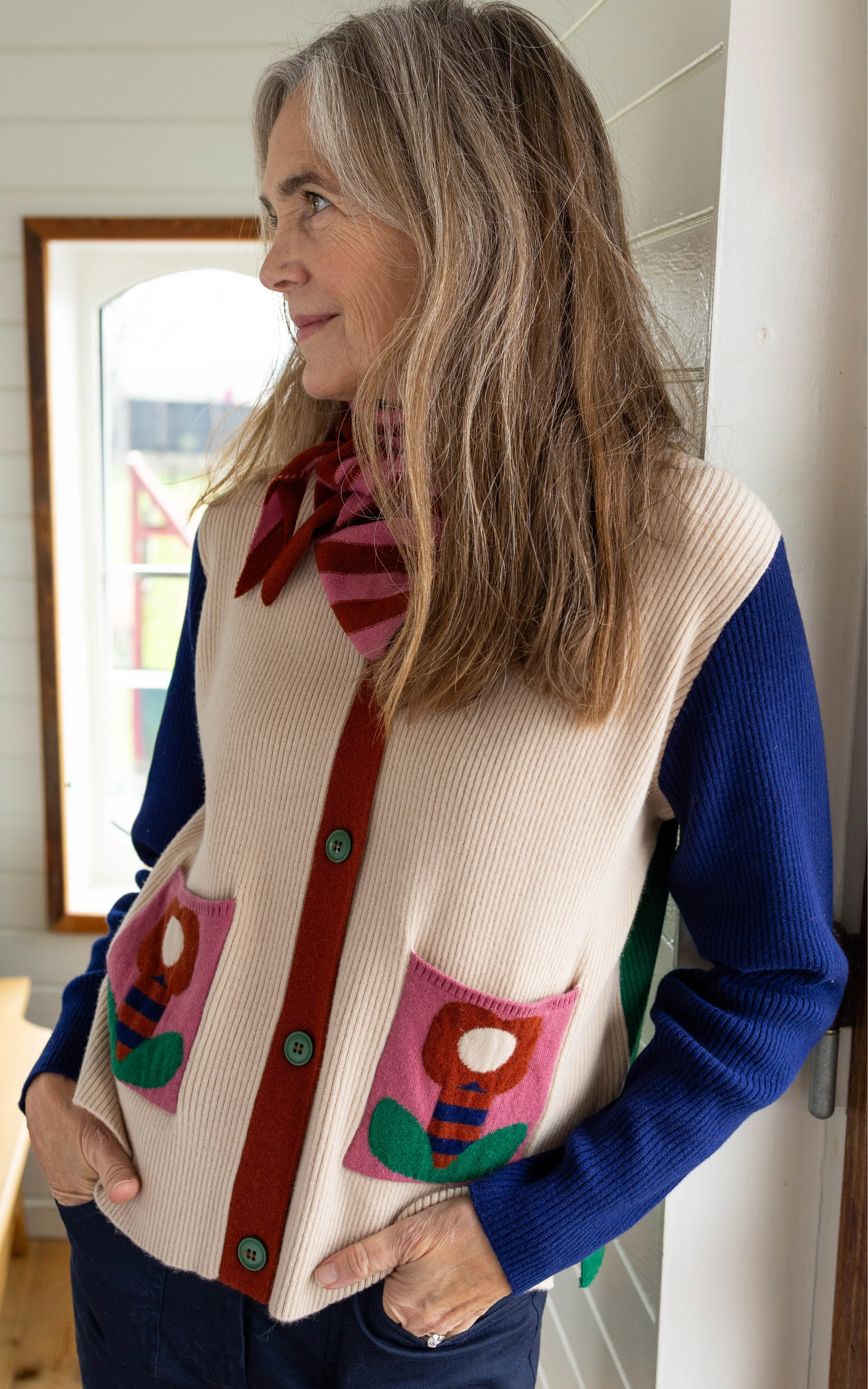 Danefae - Danehilda Merino Wool Rib Cardigan Multi