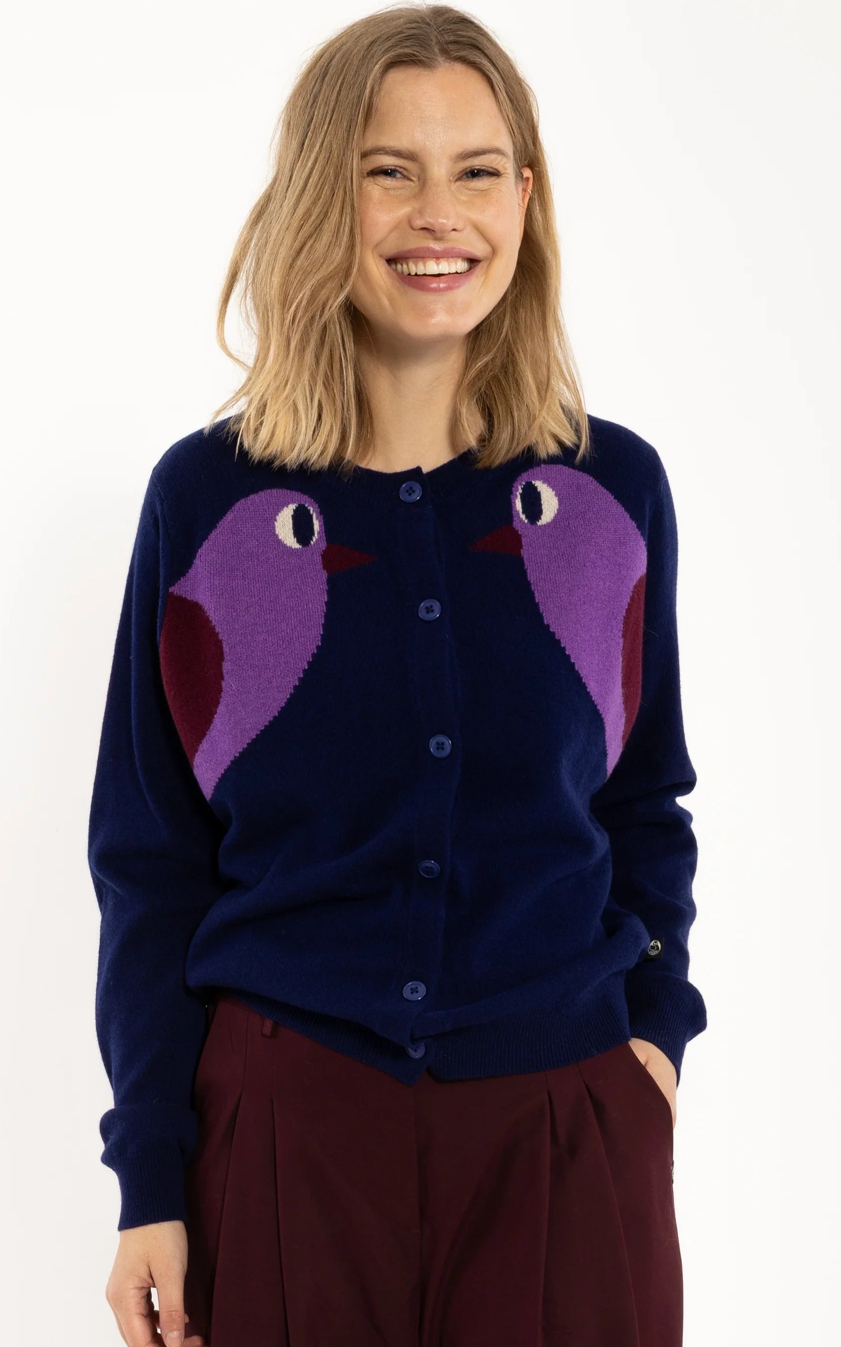 Danefae - Danelife Merino Wool Cardigan Deep Blue Bird