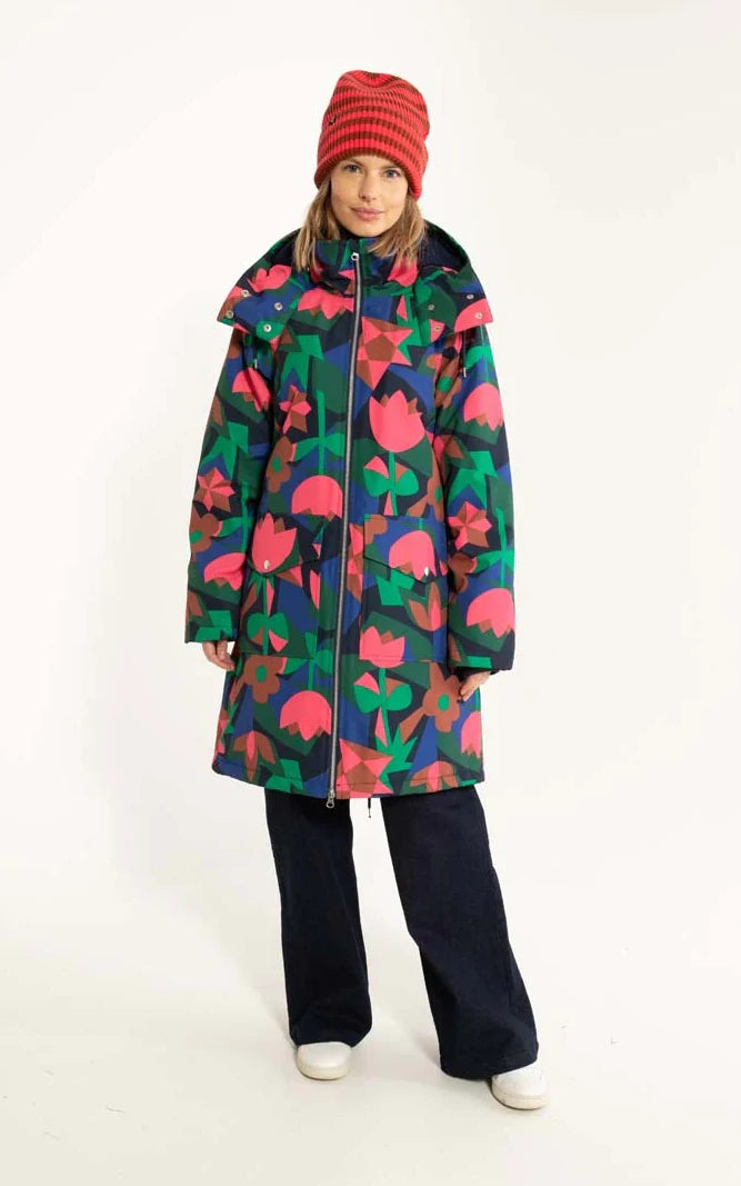 Danefae - Daneturell Winter Coat Dark Navy Geo Fleur