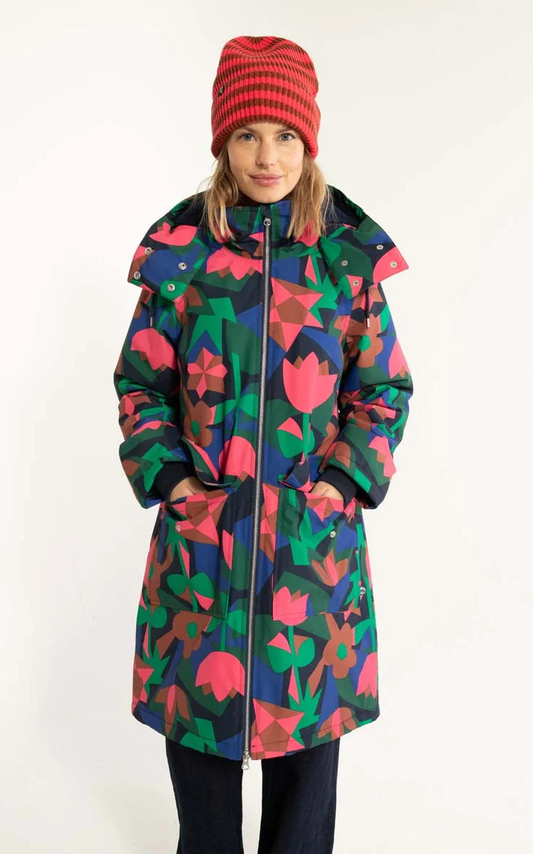 Danefae - Daneturell Winter Coat Dark Navy Geo Fleur