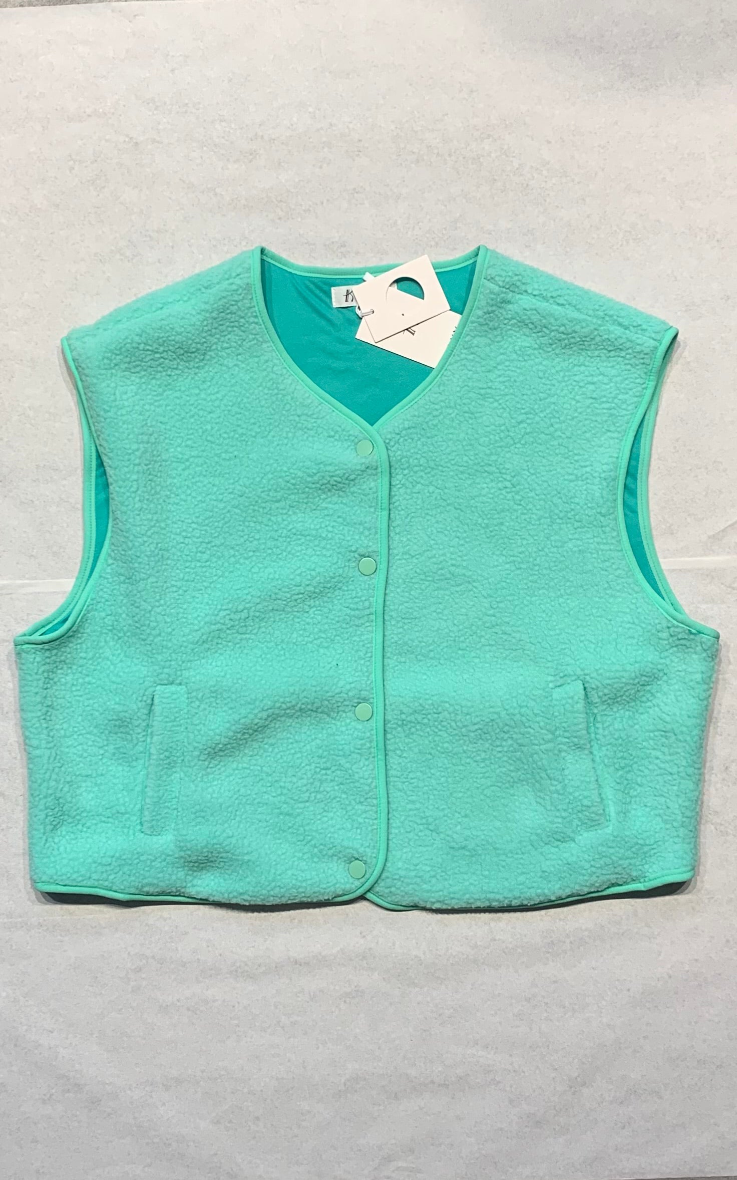 Muntgroene Teddy Vest