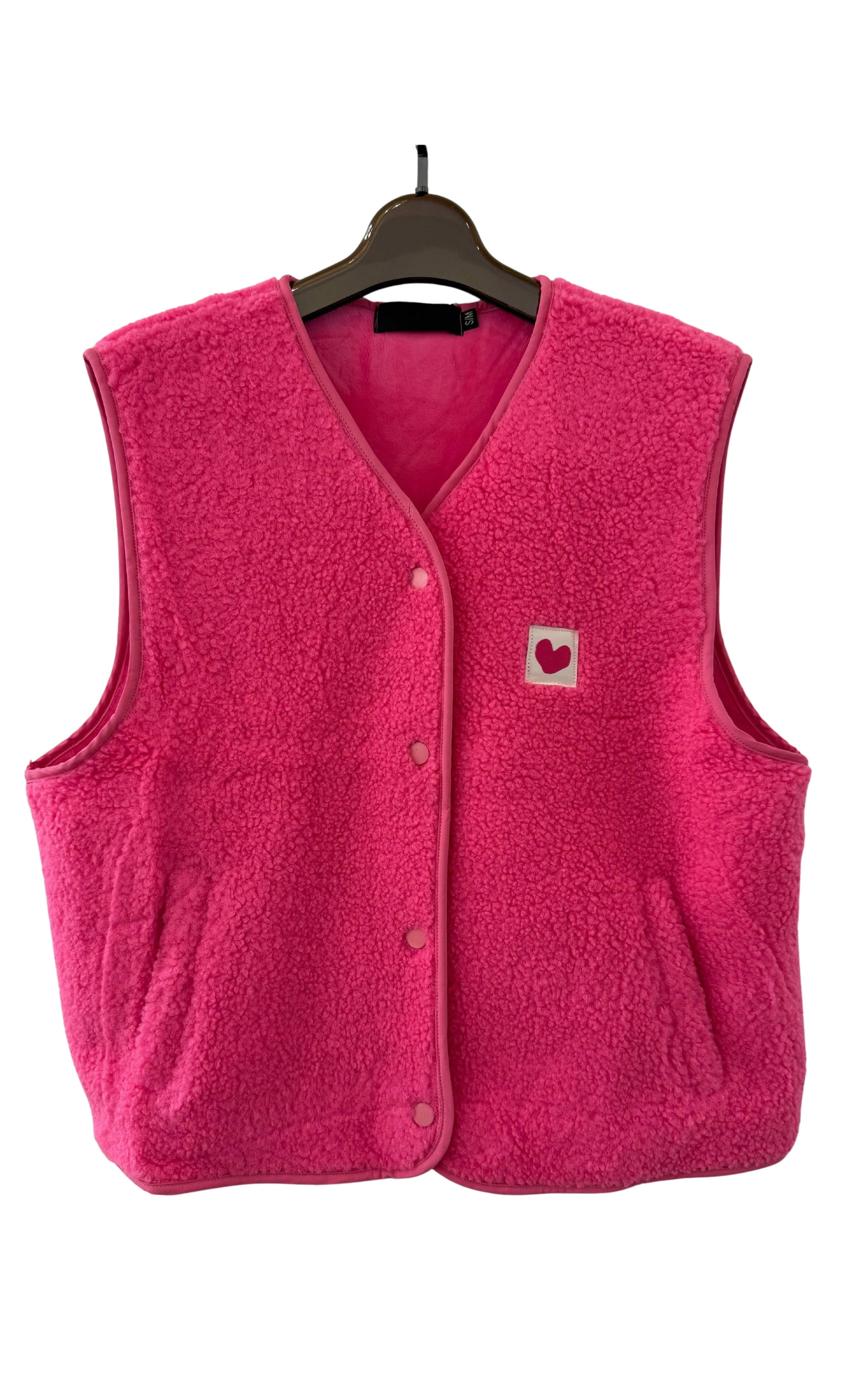 Fushia Teddy Vest Heart