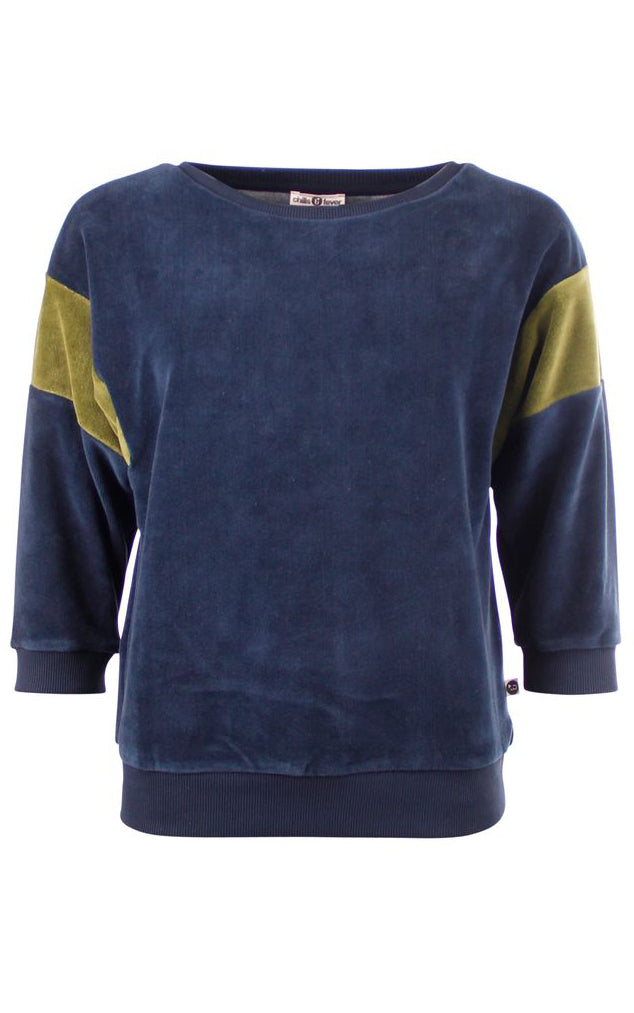 Chills & Fever - Ona Sweater Velvet Dress Blues