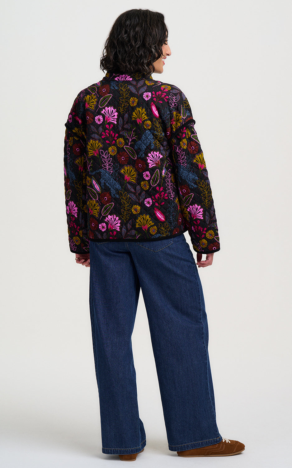 Sugarhill Brighton - Elowen Quilted Jacket Black Jungle Panther