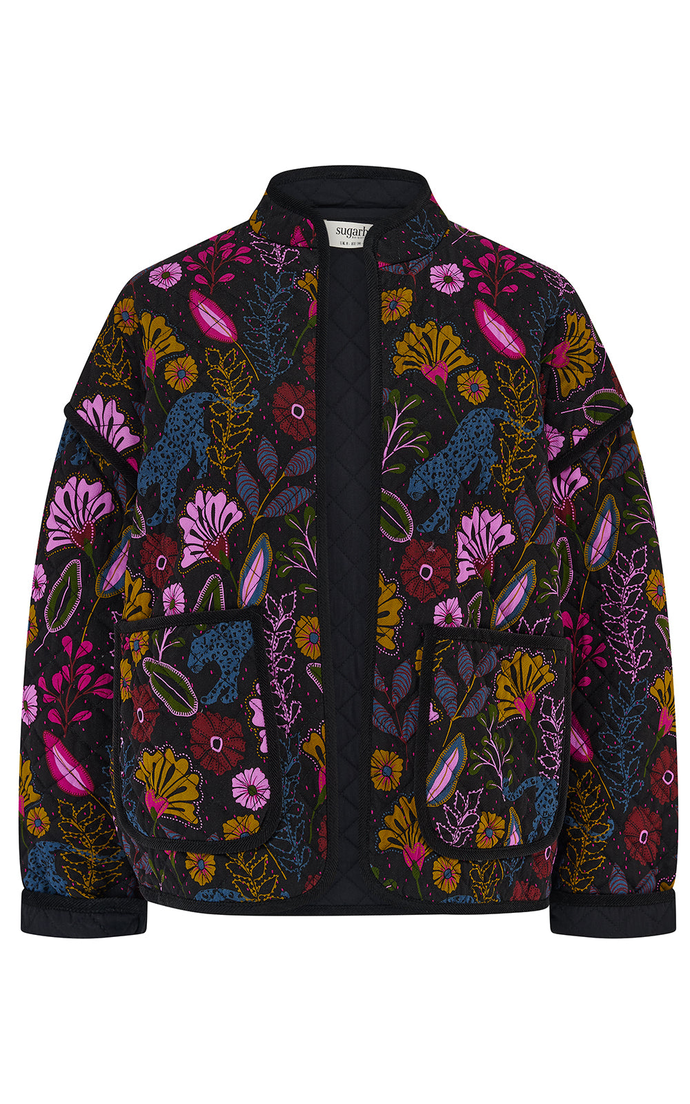 Sugarhill Brighton - Elowen Quilted Jacket Black Jungle Panther
