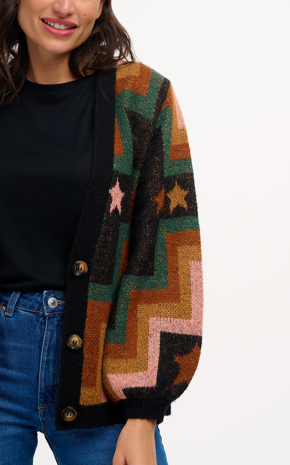 Sugarhill Brighton - Morganna Cardigan Multi Chevron & Stars