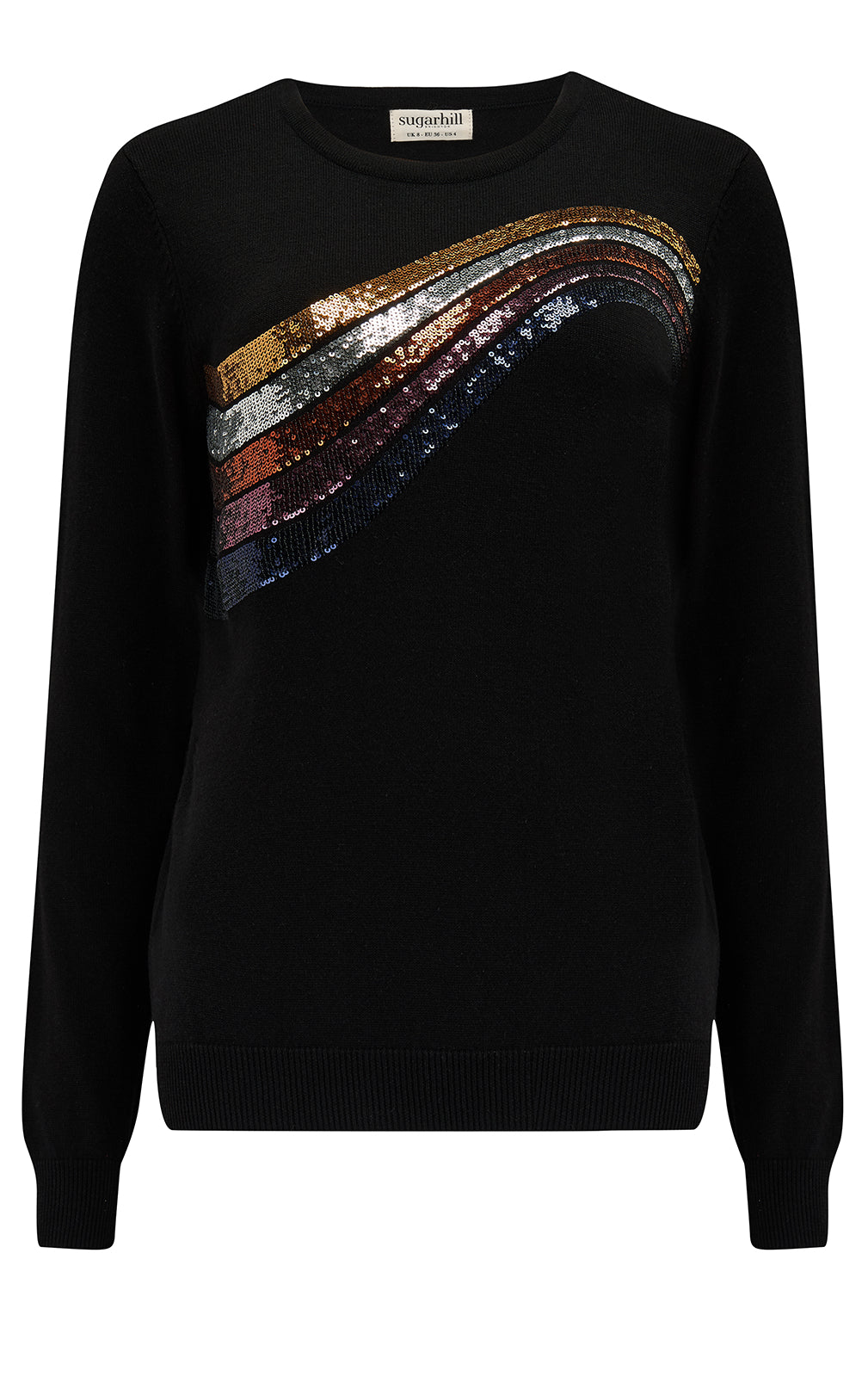 Sugarhill Brighton - Cece Jumper Black Sequin Wave