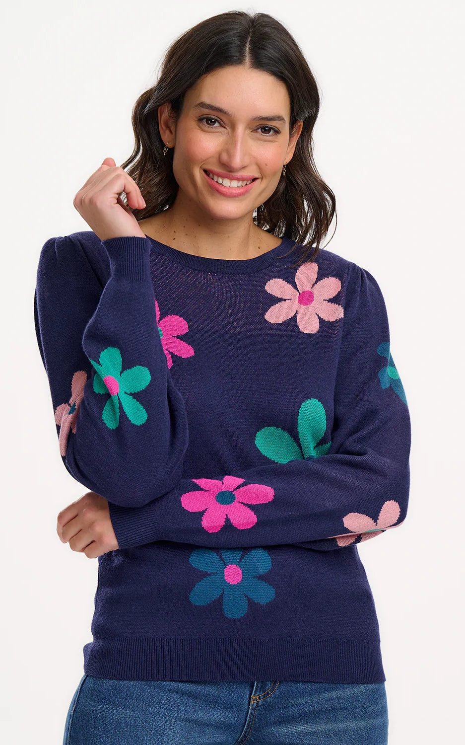 Sugarhill Brighton - Madeline Jumper Navy Garden Flowers