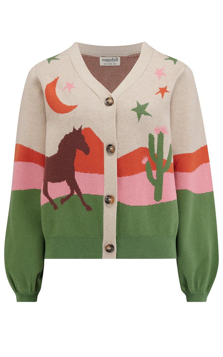 Sugarhill Brighton - Adrian Cardigan Oatmeal Desert Cowgirl