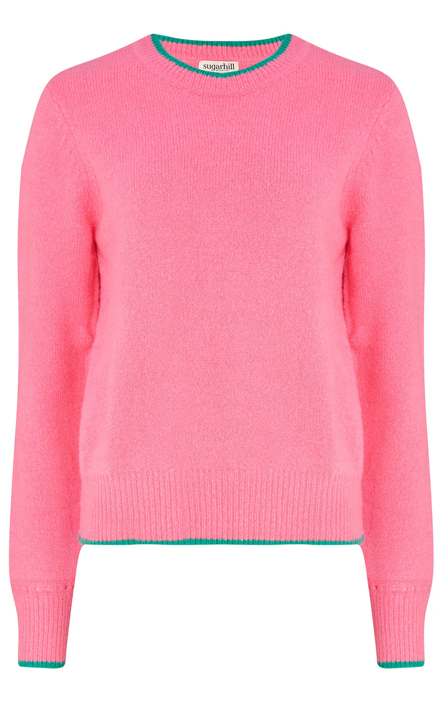 Sugarhill Brighton - Helena Jumper Pink Contrast Tipping