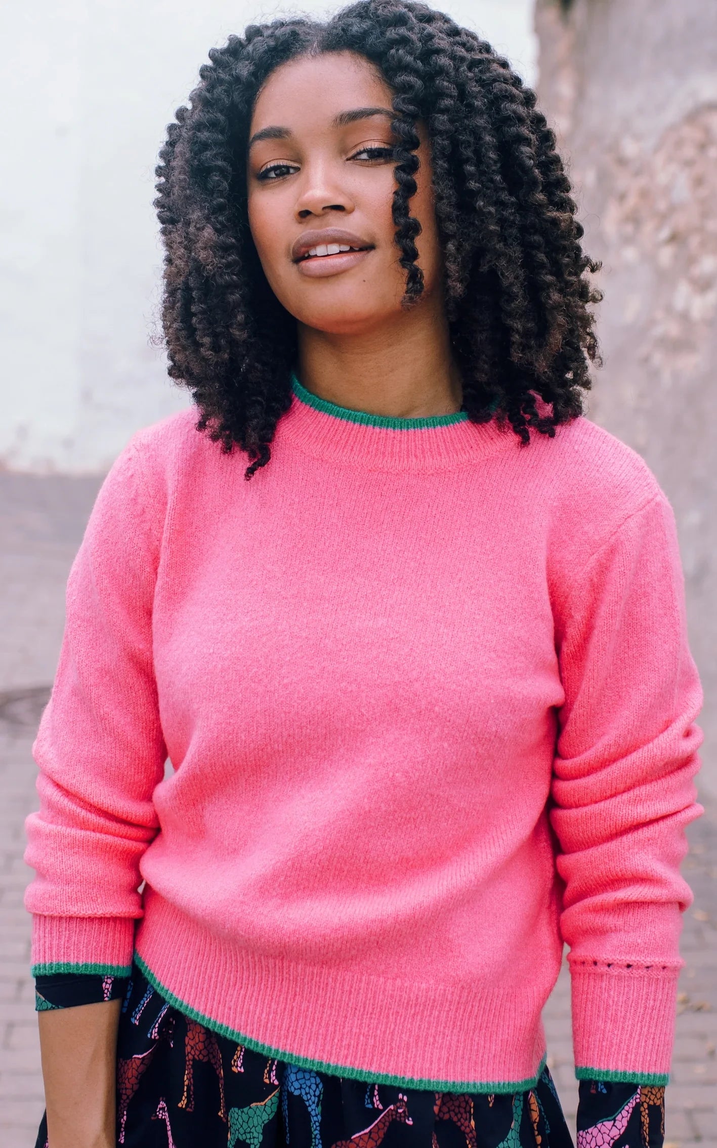Sugarhill Brighton - Helena Jumper Pink Contrast Tipping